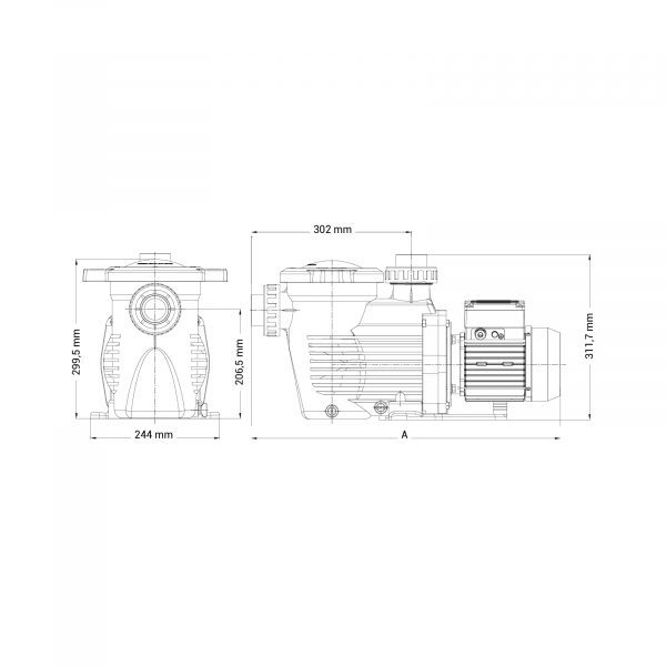 dimensioni della pompa Hayward k-flo