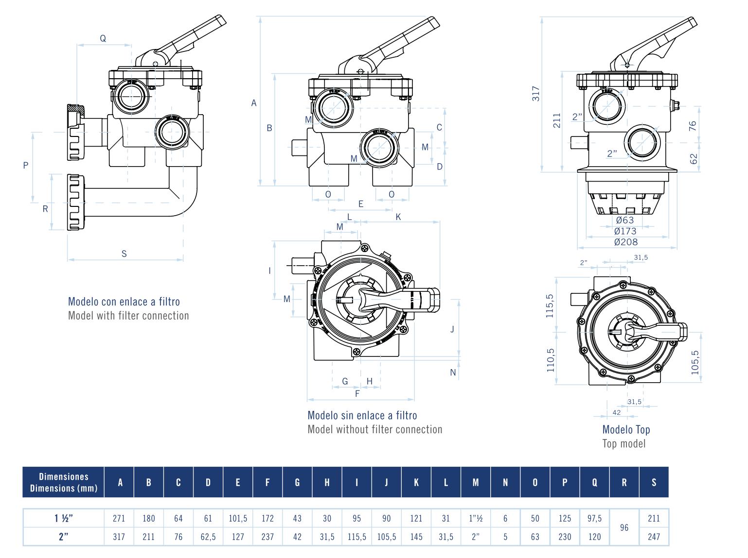 dimensioni valvola astralpool classic