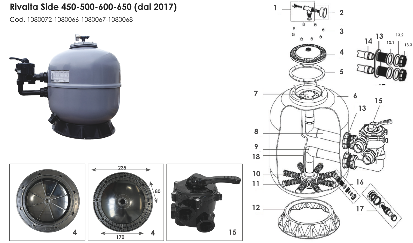 Coperchio filtro Rivalta 500-650-760 Trasparente - immagine 2